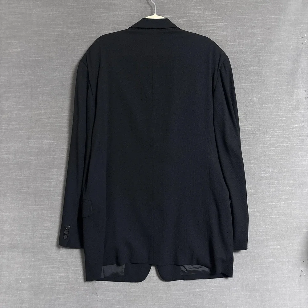 Vintage Shamask Suit 44R 34x30 Black Wool Italy Triple Pleat Baggy 90s y2k 3Btn